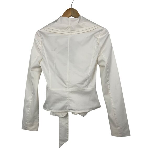 Y2K Vtg BCBGMAXAZRIA XS White Tie Waist Blouse RH10461 GUC Long Sleeve - Picture 4 of 11